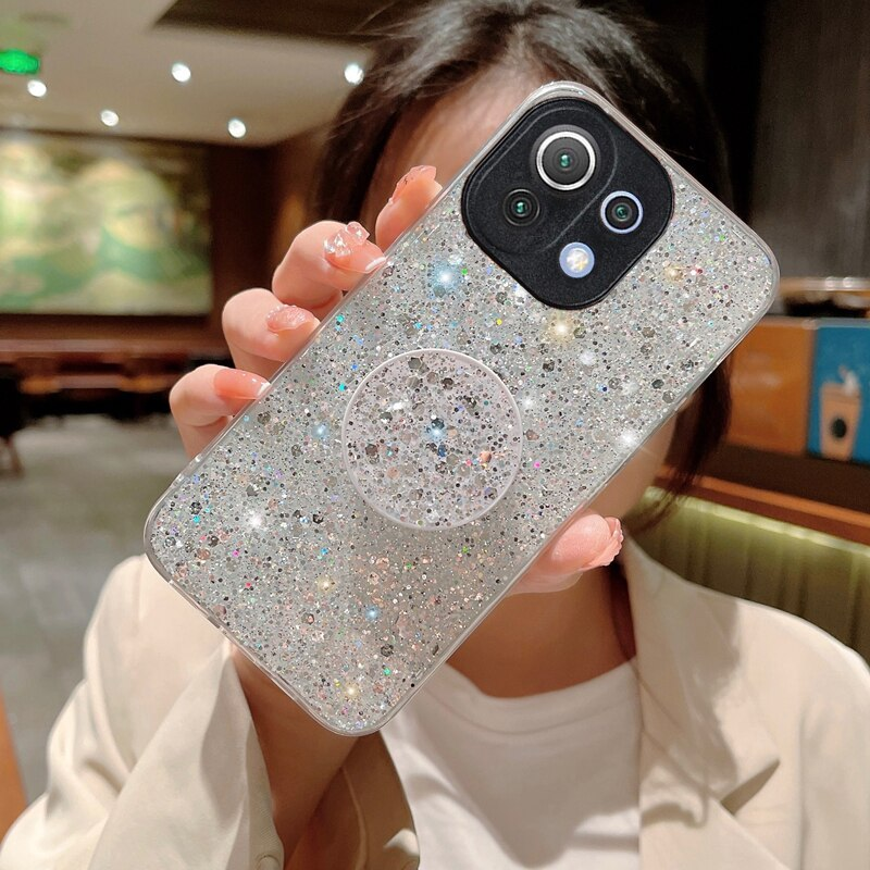 Gypsophila Glitter puhelimen pidikekotelo Xiaomi Mi 11 11T 10T Lite Pro Capas kiiltävälle pehmeälle silikonisuojalle_voghion.com