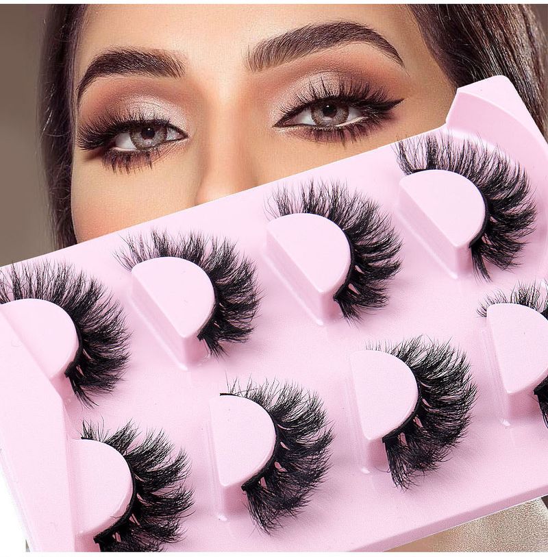 False Eyelashes High Mink Hair 4 Pairs Of Fried Messy Eyelashes False Eyelashes Multi Layer Thick Curled Eyelashes_voghion.com
