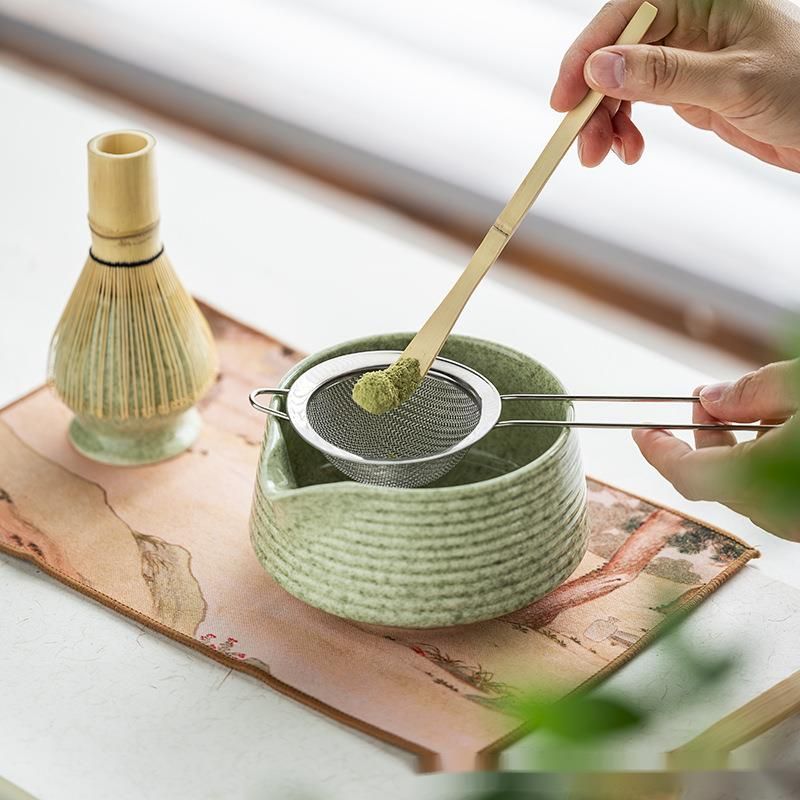 Ceramic Japanese Matcha Set With Bamboo Whisk, Hundred Books Stand, Song Dynasty Tea Ceremony Gift Box_voghion.com