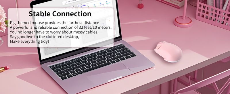 Kabellose 2,4-G-Bluetooth-Maus mit Dual-Modus, Schweine-Optik, bequemer Griff, leichtes Gewicht, niedliche Maus für den Bürogebrauch, Gaming-Geschenk_voghion.com