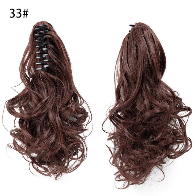 Extension synthétique ondulée longue de 14 pouces, fausse griffe sur Extensions de cheveux pour femmes, queue de cheval ondulée naturelle résistante à la chaleur_voghion.com