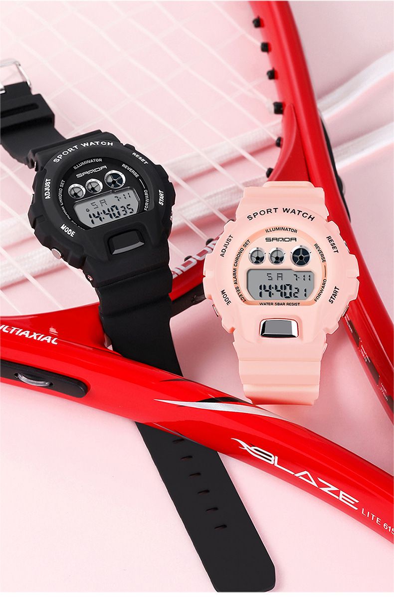Unisex Digital Watch With LED Backlight, Waterproof & Lightweight Resin Strap For Students & Teens Fashion Trend Electronic Watch Student_voghion.com