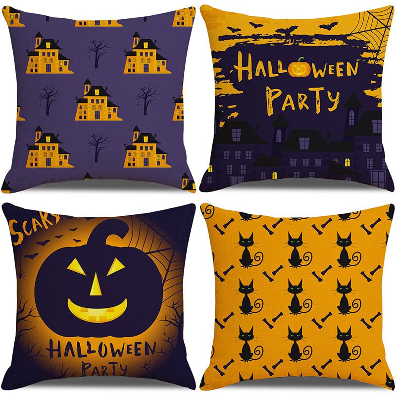 Halloween Dekoration Home Leinen Kissenbezug lustige Kürbiskopf Sofa Kissenbezug Kombination_voghion.com