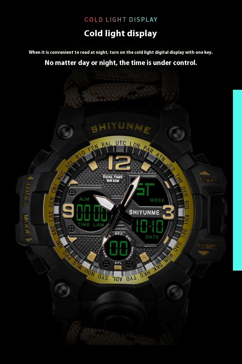 Nuevo reloj electrónico de lujo ligero para hombre, multifuncional, con silbato, brújula, termómetro, reloj de montañismo al aire libre_voghion.com