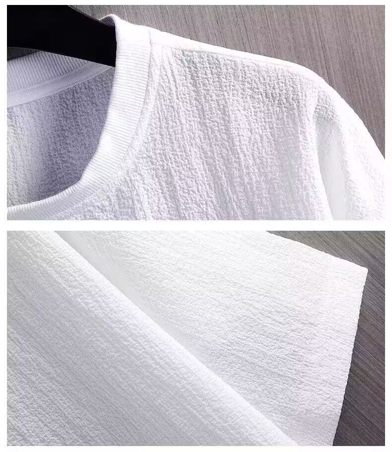 Meeste riided New Style poolvarrukatega T-särk Puuvillane linane lühikeste varrukatega T-särk Meeste suvine ühevärviline lahtise põhjaga särk valge_voghion.com