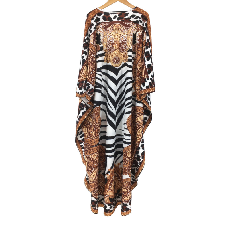 New Women's Clothing Positioning Printed Skirt Muslim Large Loose Robe Dress_voghion.com