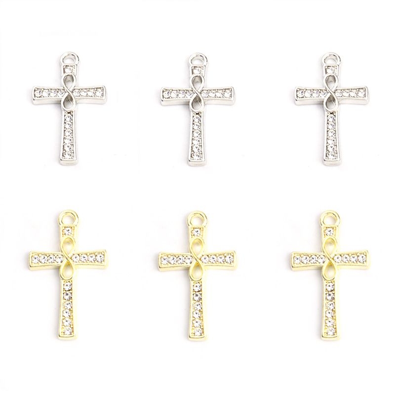8-stelliger Unendlichkeitskreuz-Anhänger aus eingelegter Diamantlegierung, religiöser DIY-Schmuck, Zubehör für Armbänder, Halsketten, Ohrringe_voghion.com