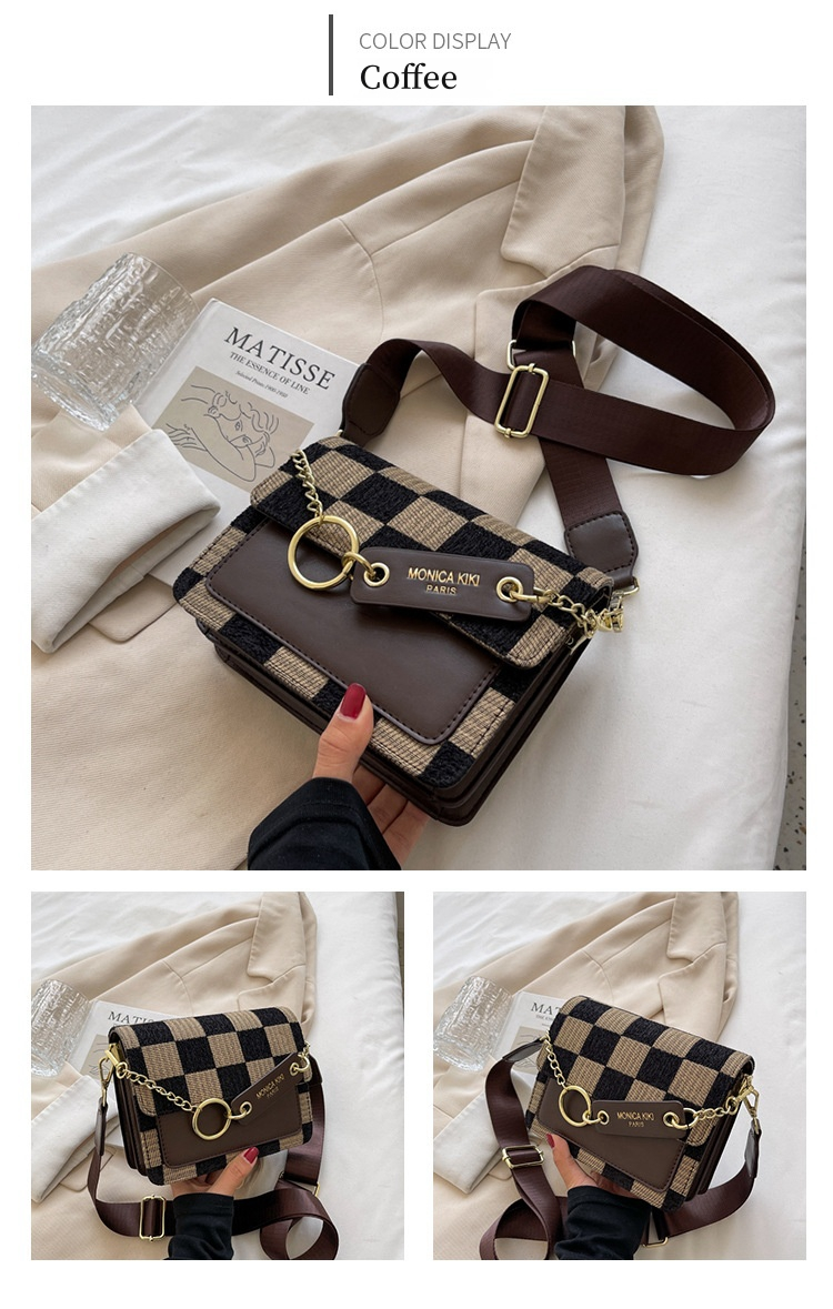 Herbst- und Wintermodelle ins Wind Senior Sinn für exquisite Mode hundert passende Schachbrettgitter kleine quadratische Tasche Damen Umhängetasche_voghion.com
