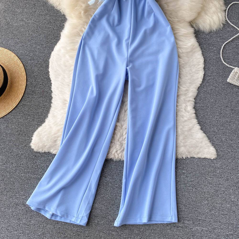Dress Feather One Shoulder Strapless Jumpsuit For Women's New Loose Wide Leg Straight Leg Pants_voghion.com