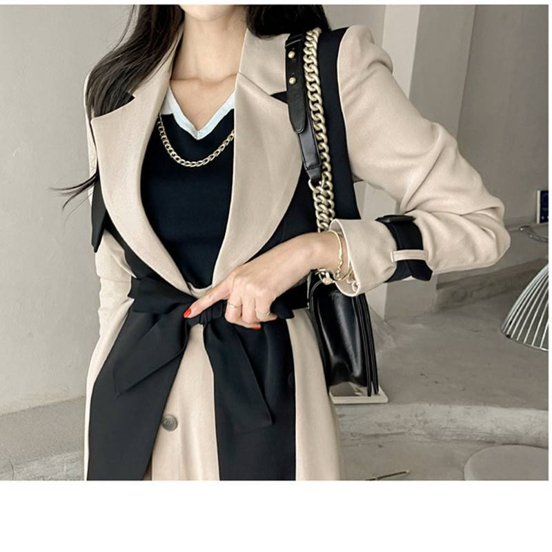 Cappotto lungo da donna con cintura in vita e temperamento da dea_voghion.com