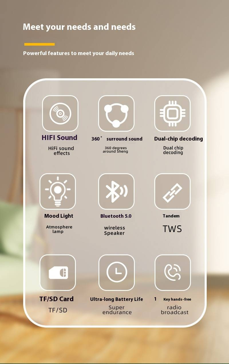 Nachtlampje Bluetooth-luidspreker - Mini-basluidspreker met hifi-geluid, woondecoratie en cadeau-idee_voghion.com