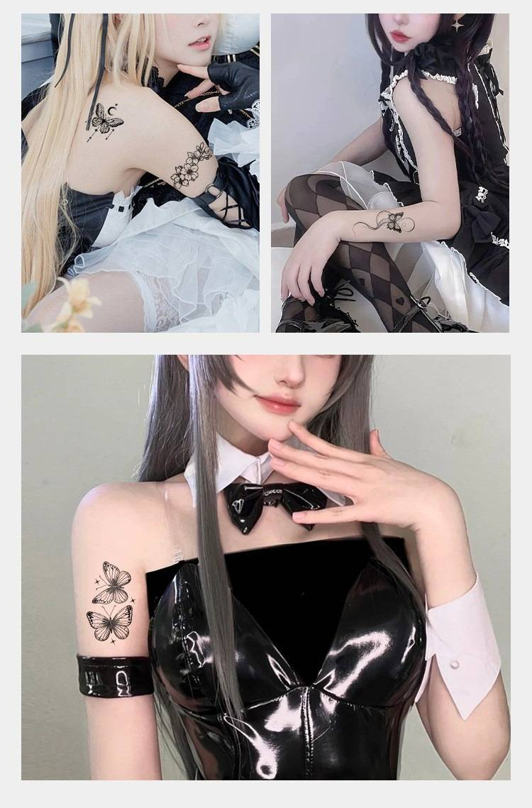 Nouveaux autocollants de tatouage de la série Dark Premium à la mode, autocollants de tatouage papillon, autocollants de tatouage de clavicule sexy imperméables de style Ins_voghion.com