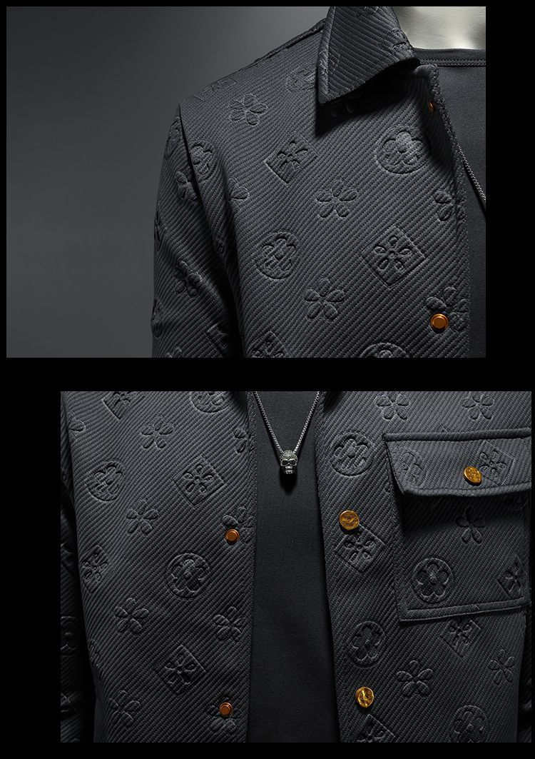 Vêtements pour hommes Printemps Nouveau Hommes Léger Luxe Mode Haut de Gamme Jacquard Vêtements de Travail Veste Ample Manteau à Revers_voghion.com