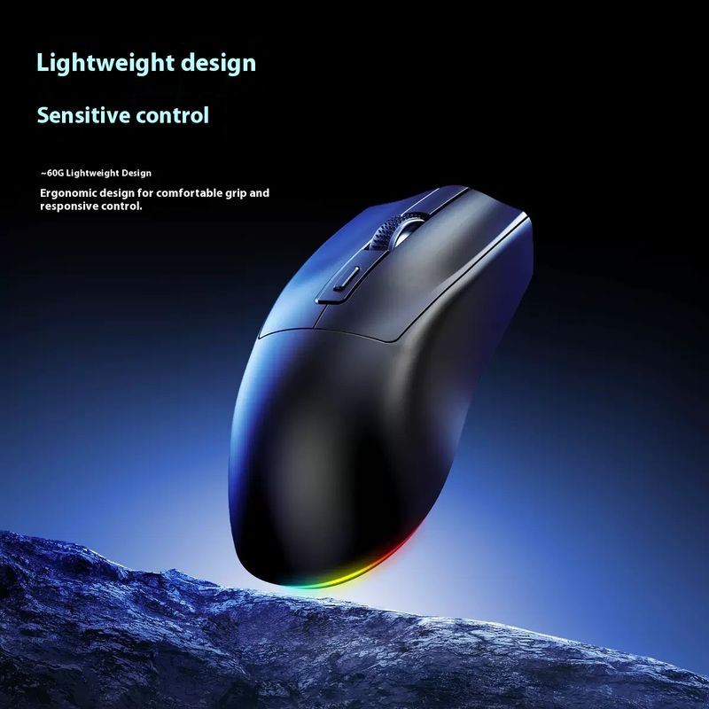 Mouse da gioco wireless con dock di ricarica RGB - Bluetooth e doppia modalità 2.4G, 2000 DPI, 6 velocità regolabili, rotella di scorrimento a 4 vie, design ergonomico_voghion.com