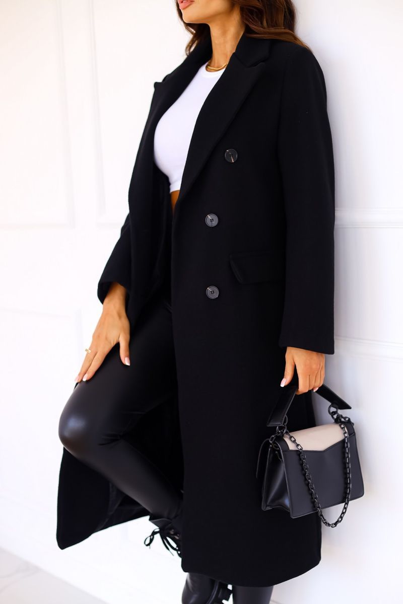 Cappotto lungo doppiopetto in lana - Classico trench britannico da donna con revers a lancia (S-3XL, cachi/marrone/nero/blu navy/blu reale)_voghion.com