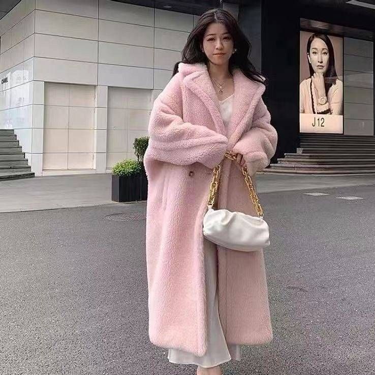 Langer Teddybär-Kunstpelzmantel für Damen – Übergroße Plüsch-Sherpa-Jacke (7 Größen)_voghion.com