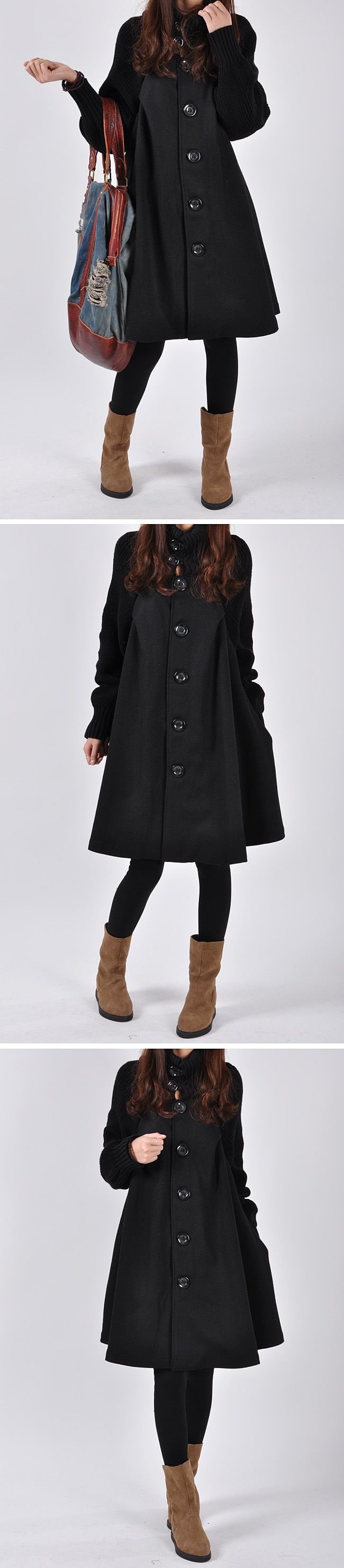Élégant manteau cape en laine mélangée pour femme grande taille – Trench long oversize pour l'hiver, rouge/gris/noir, M-5XL_voghion.com