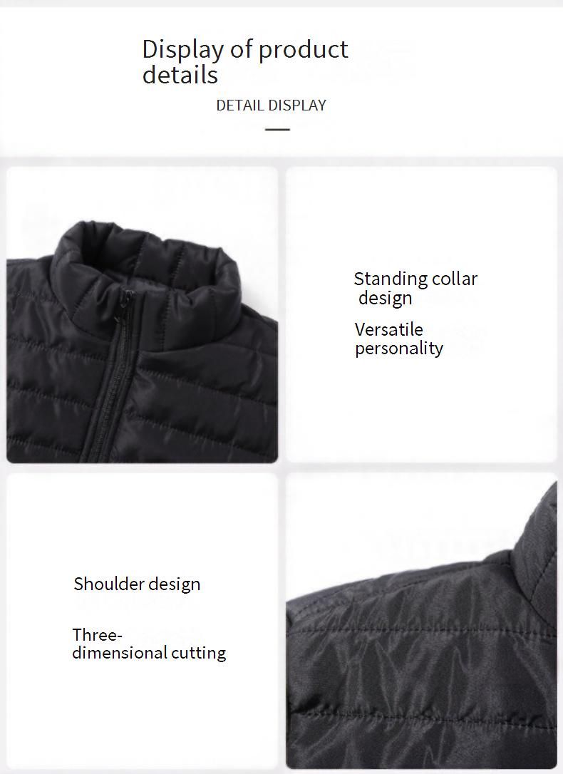 Men's Winter Puffer Jacket – Lightweight Polyester Coat With Stand Collar & Windproof Design_voghion.com