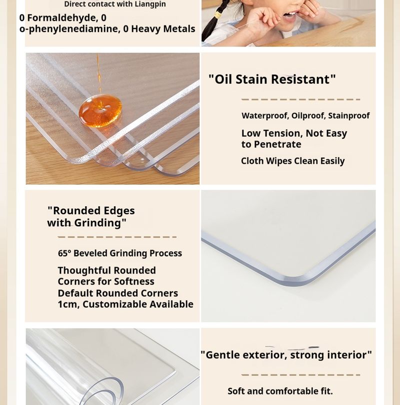 Protezione per tavolo in PVC di alta qualità: antiscivolo, resistente al calore, impermeabile (stile minimalista moderno, materiale per uso alimentare)_voghion.com