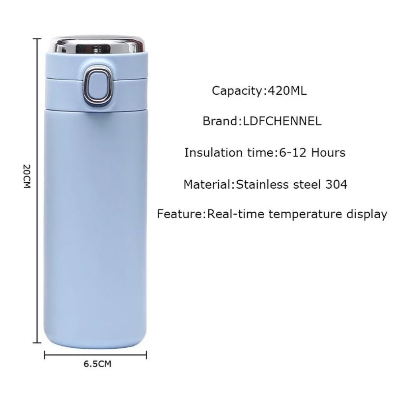 Slimme temperatuurweergavebeker - 24 uur vacuümgeïsoleerde roestvrijstalen beker met drukdeksel (420 ml, 4 kleuren)_voghion.com