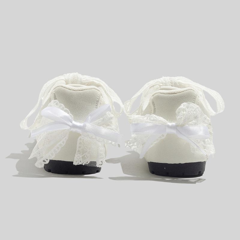 Elegant Lace Bow Beige German Training 2025 Spring New Versatile Flat Sneakers_voghion.com
