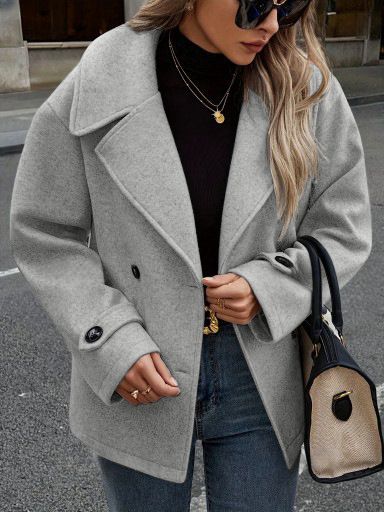 "Oversized Wool-Like Blazer – Double-Breasted Casual Jacket (Light Gray, S-XXL)"_voghion.com