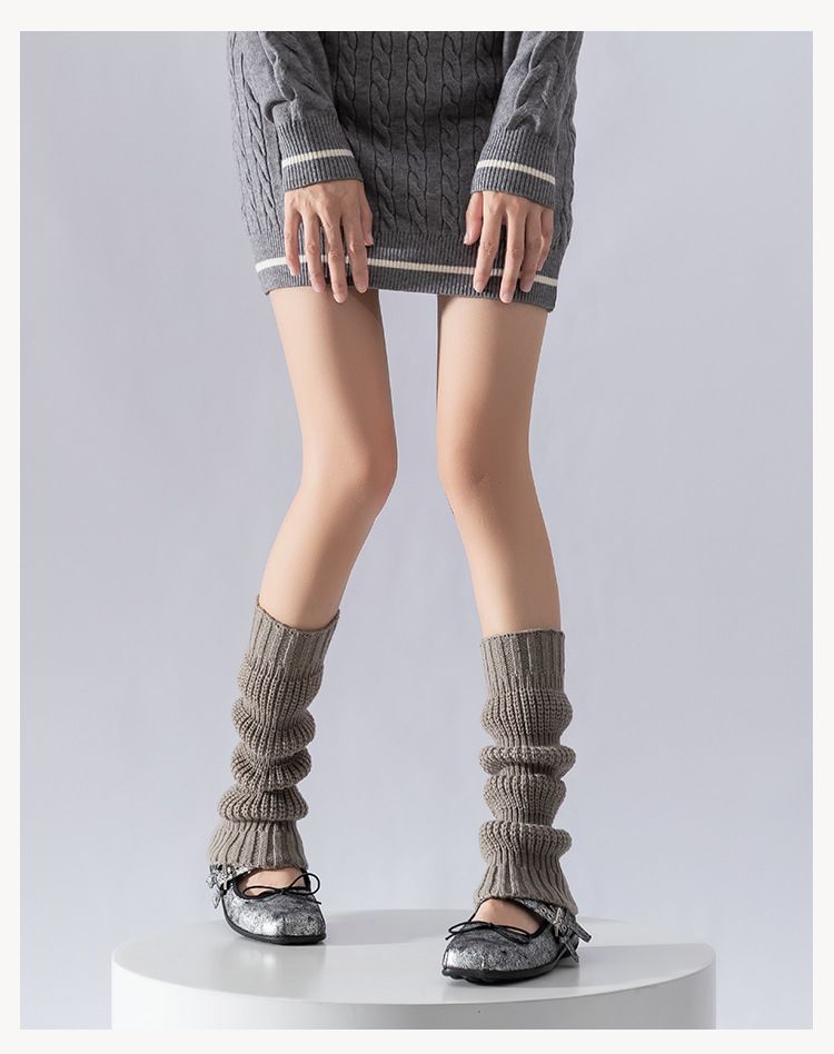 Scaldamuscoli Bootshang Calzini di cotone per donne Autunno e inverno Calze spesse Calzini a lanterna lavorati a maglia Leggings caldi bianchi retrò Lolita_voghion.com