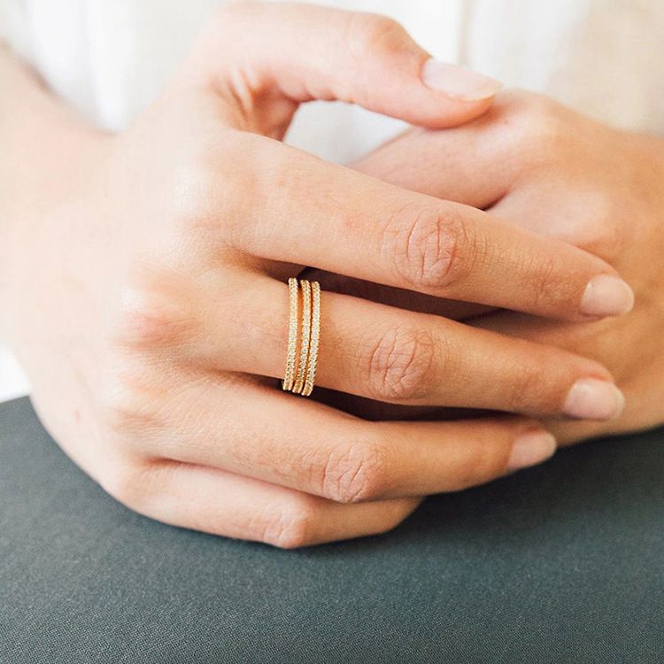 Damenschmuck Edelstahl Geburtsstein Zirkonia Ring mit Vollpavé-Steinen, Einzigartiges geometrisches Design Statement-Stil Geburtsstein Zirkon Ring Nische_voghion.com