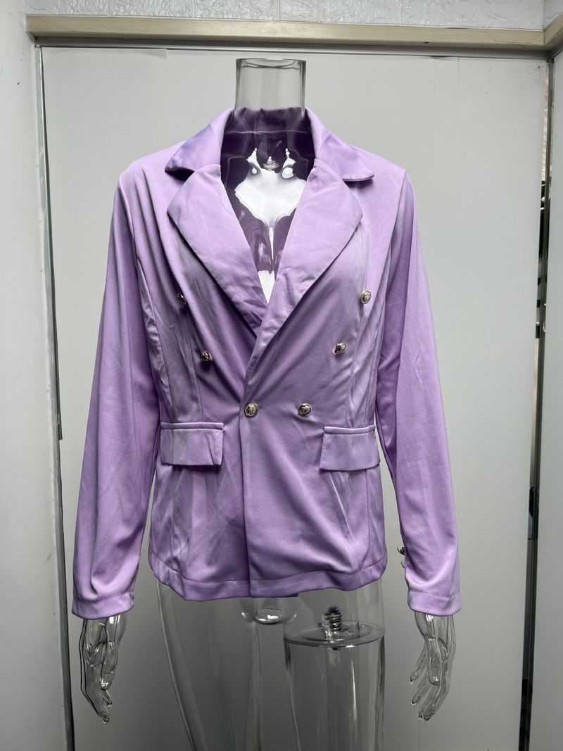 Stile di abbigliamento femminile giacca doppiopetto alla moda e semplice a maniche lunghe per donna_voghion.com