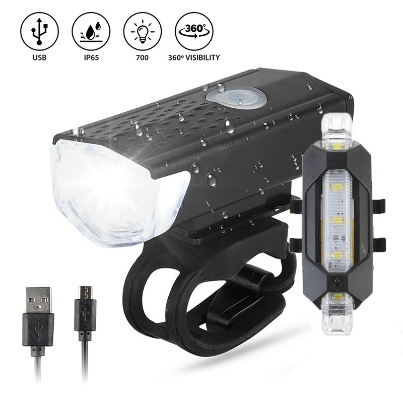1 Set Front & Tail Light, Rotatable USB Rechargeable Waterproof Light Cycg At Night, Mountain Road Bike Lights For_voghion.com