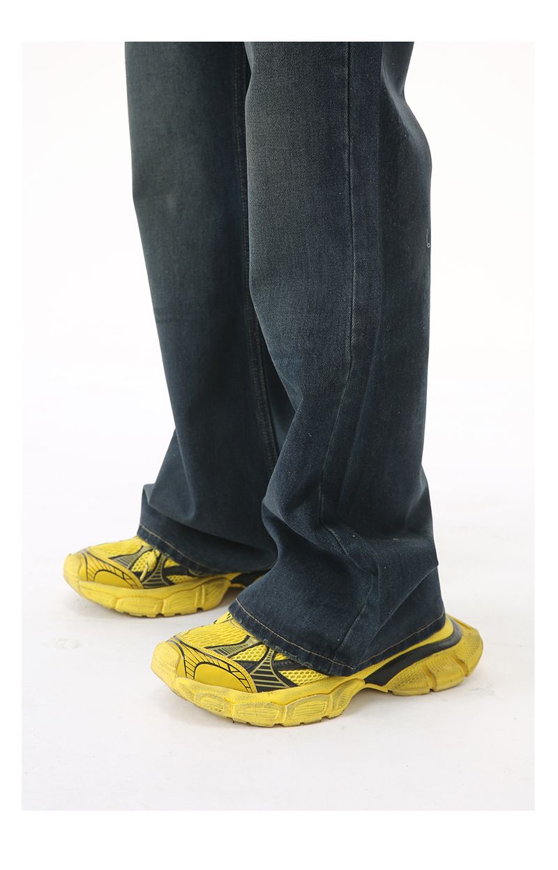 EF JEANS | 2024 New Versatile American Wax Surface Coated Blue Mop Jeans Tide_voghion.com