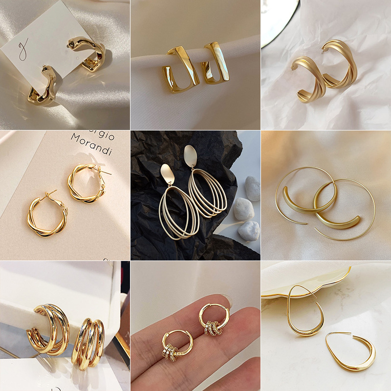 Silver Needle Metal Circle Minimalist Style Korean Elegant Simple Braided Stud High-end Earrings For Women_voghion.com