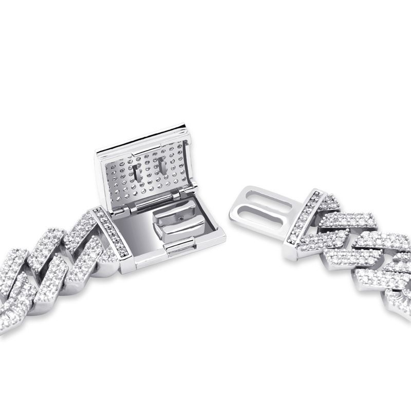 Hip Hop Necklace Diamond Cuban Necklace 14Mm Full Hip Hop Cuban Chain Jinao Jewelry New Ice Crystal Zircon Men's Trendy Necklace_voghion.com