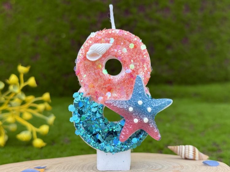 Creative Digital Cake Party Decoration First Birthday Candle Handmade DIY Ocean Starfish_voghion.com