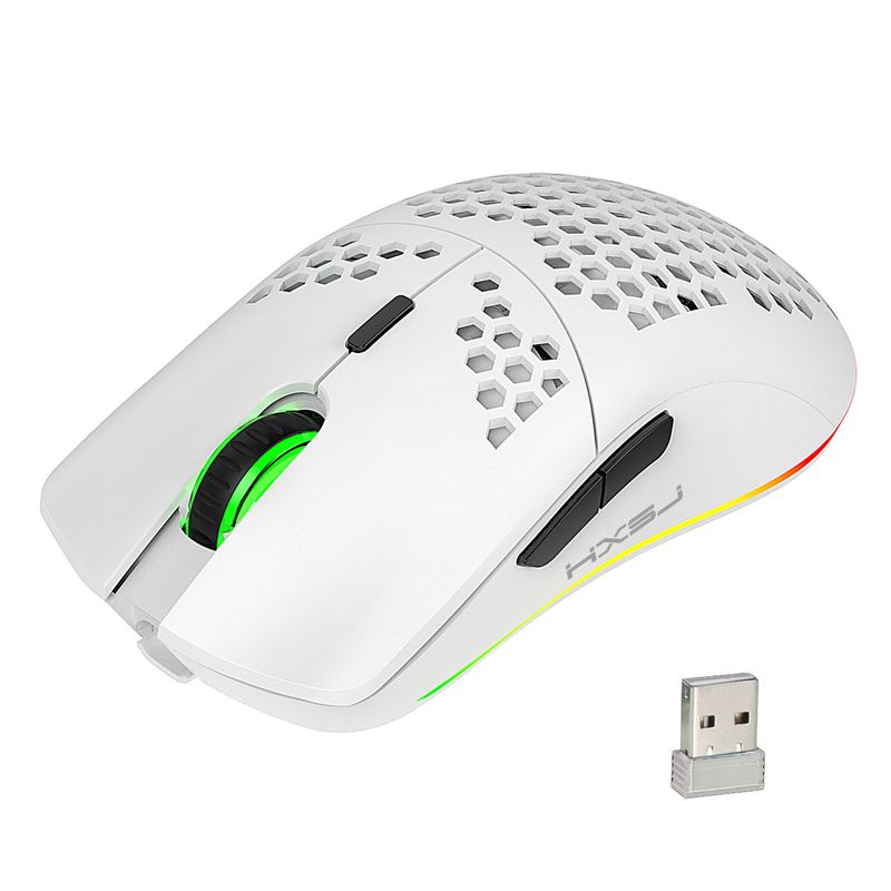 T66 Hole 2.4G brezžična miška Lahka zasnova Cellular RGB Glow 6-Key Mouse Patch_voghion.com