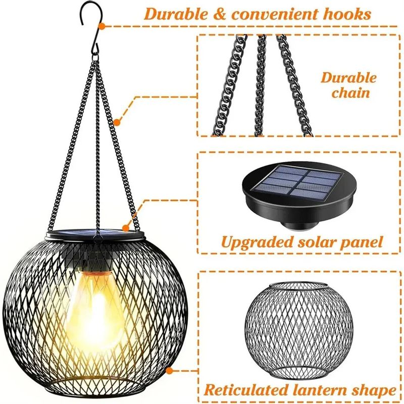 Lanterna solare per esterni, Ortiny Luci solari migliorate per esterni Luci decorative da appendere per esterni Lanterne solari impermeabili_voghion.com