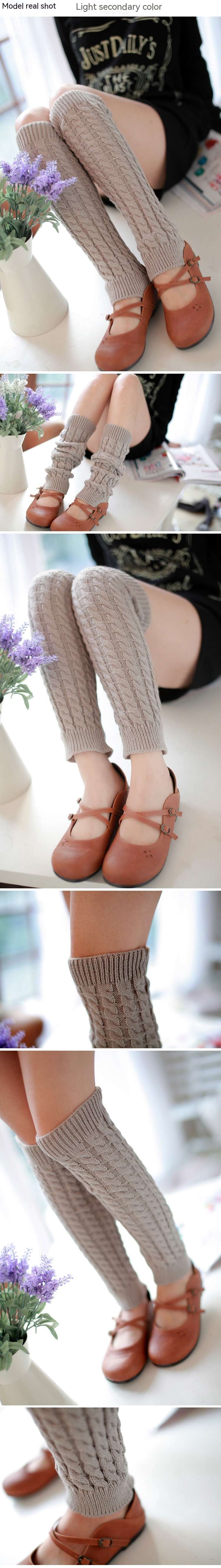 Korean Women's Autumn And Winter New Knitted Foot Covers Eight Fried Dough Twists Pattern Pile Socks Woolen Warm Leg_voghion.com