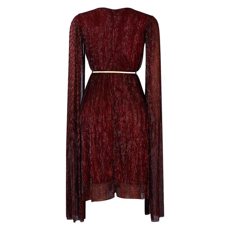 Damenbekleidung Neue V-Ausschnitt Temperament Langarm Cape Taille Kleid Rock_voghion.com