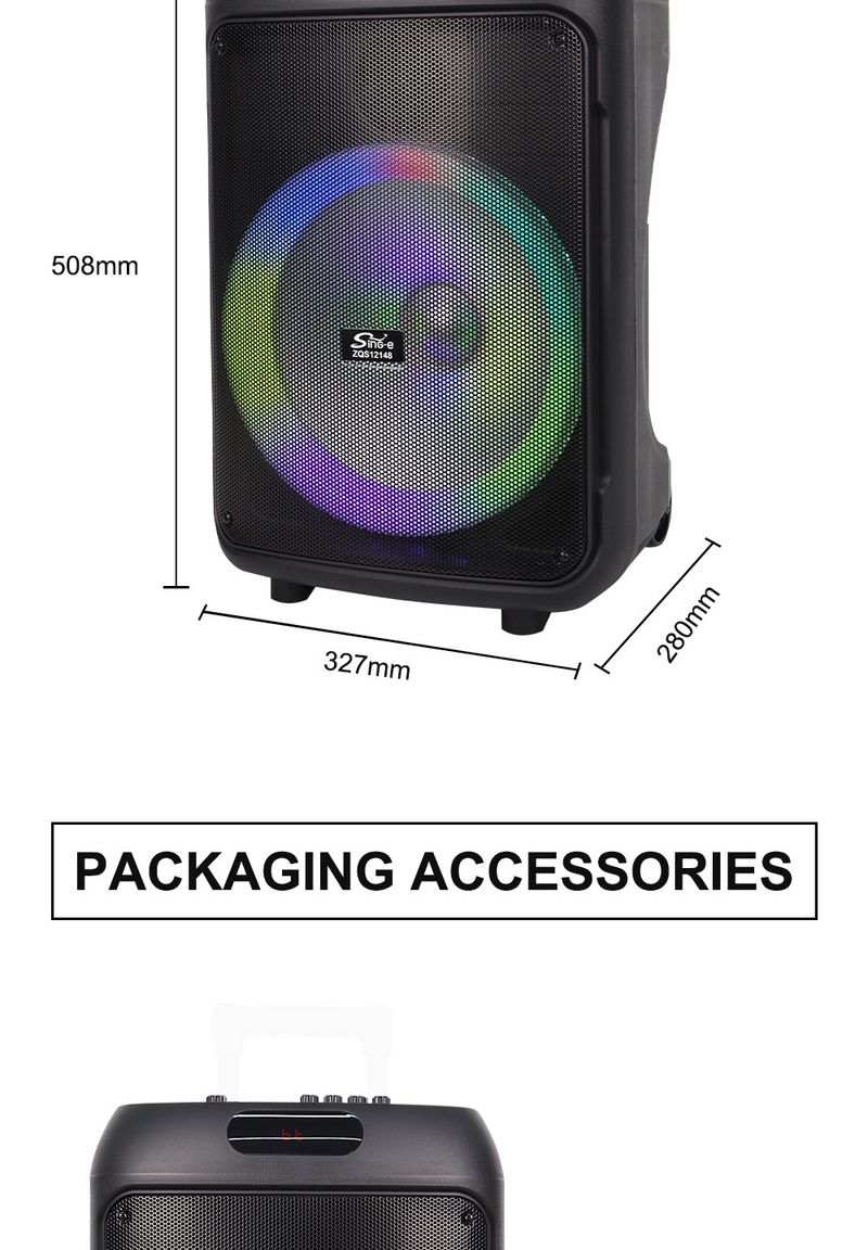 ZQS12148 Portable Tie Rod Audio High-power Outdoor Plug-in 12-inch Large Speaker Bluetooth Speaker_voghion.com