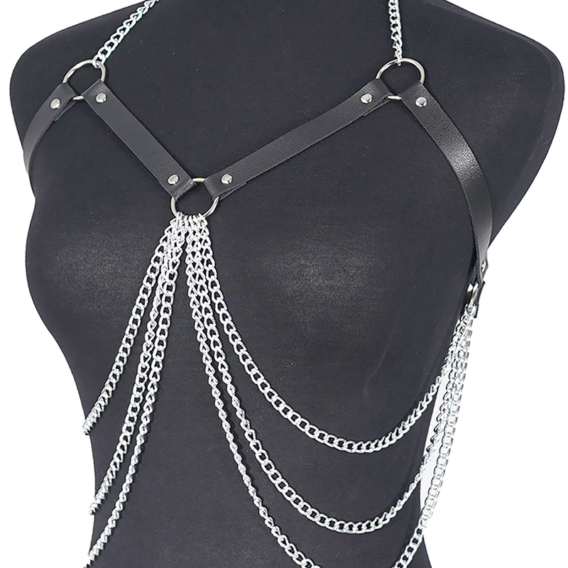 Frauen Sexy Harness Gürtel Leder Dessous Kette Harness Brust BOndage Dessous Body Harness Gothic Fetisch Kleidung_voghion.com