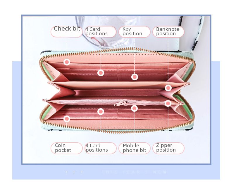 Cross-border Women's bag wholesale 2022 summer Korean style contrast color milk pattern multi-compartment wallet long horizontal clutch_voghion.com