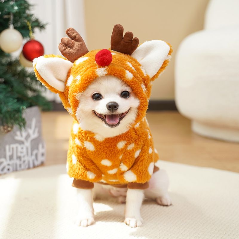 Haustier Hund Katze Weihnachten Halloween Kleidung Elch Kleid Herbst und Winter Plüsch kleine und mittelgroße Hunde als Bären Fadou Corgi verwandeln Kleidung süß_voghion.com