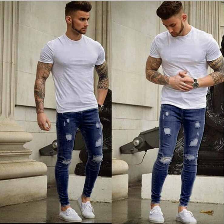 Großhandel mit neuen weißen und getragenen Slim Jeans für Männer in Europa und Amerika_voghion.com