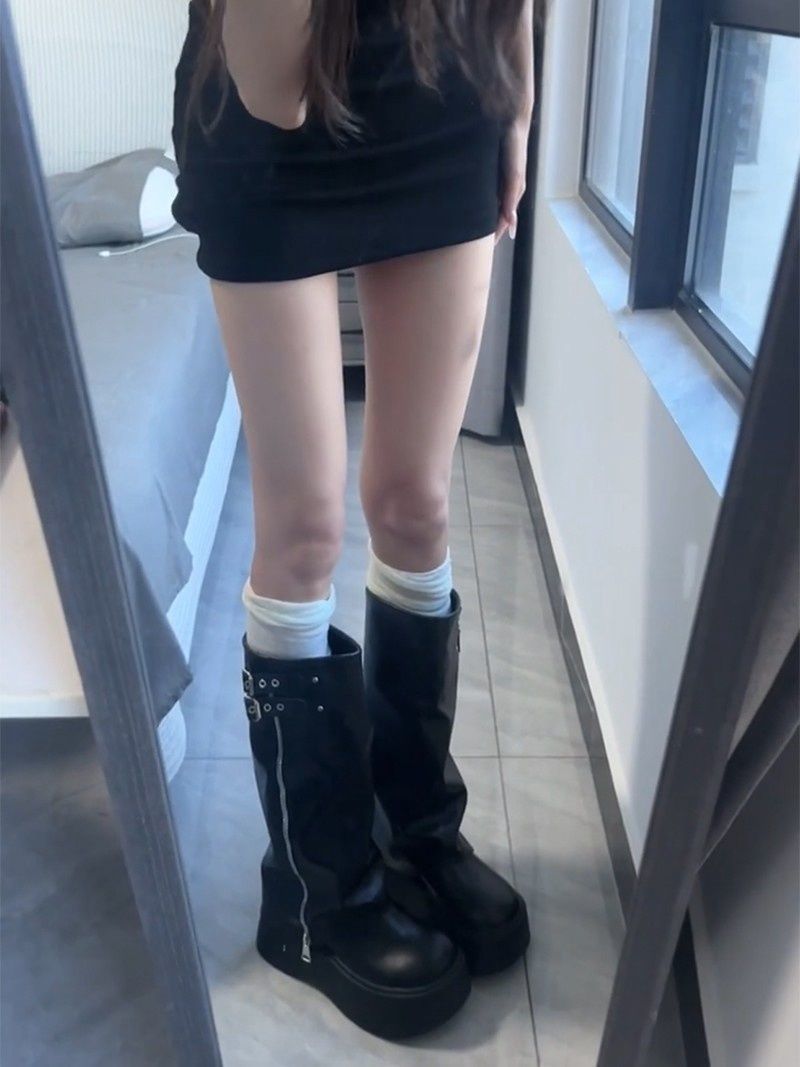 Damen-Stiefel mit dicker Sohle, kniehohe Stiefel, Herbst/Winter 2025, neue vielseitige kniehohe Stiefel_voghion.com
