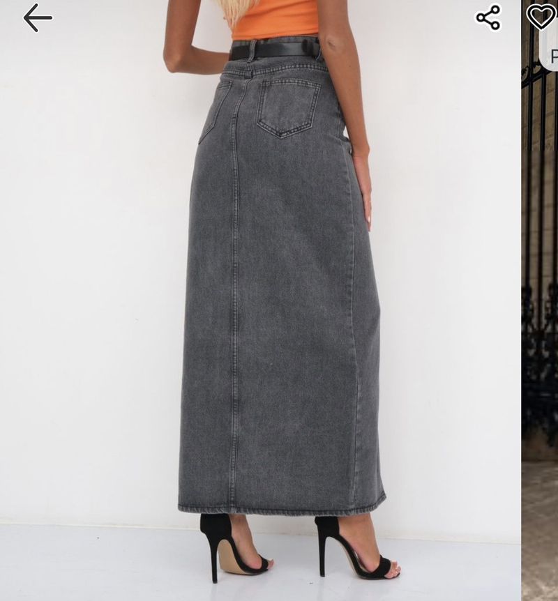 Women's Clothing High Waist Slit Design Denim Skirt Long Skirt_voghion.com