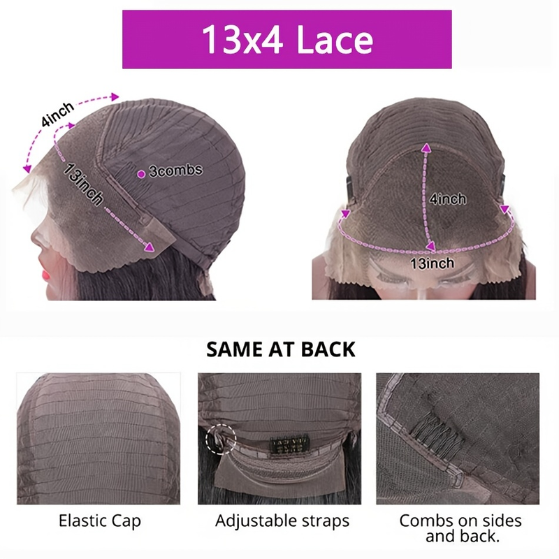 Capelli brasiliani con densità del 180% 13 * 4 parrucca anteriore in pizzo per capelli lisci copricapo P4 / 27 colore indossato moda naturale adatto per l'uso quotidiano da parte delle donne_voghion.com