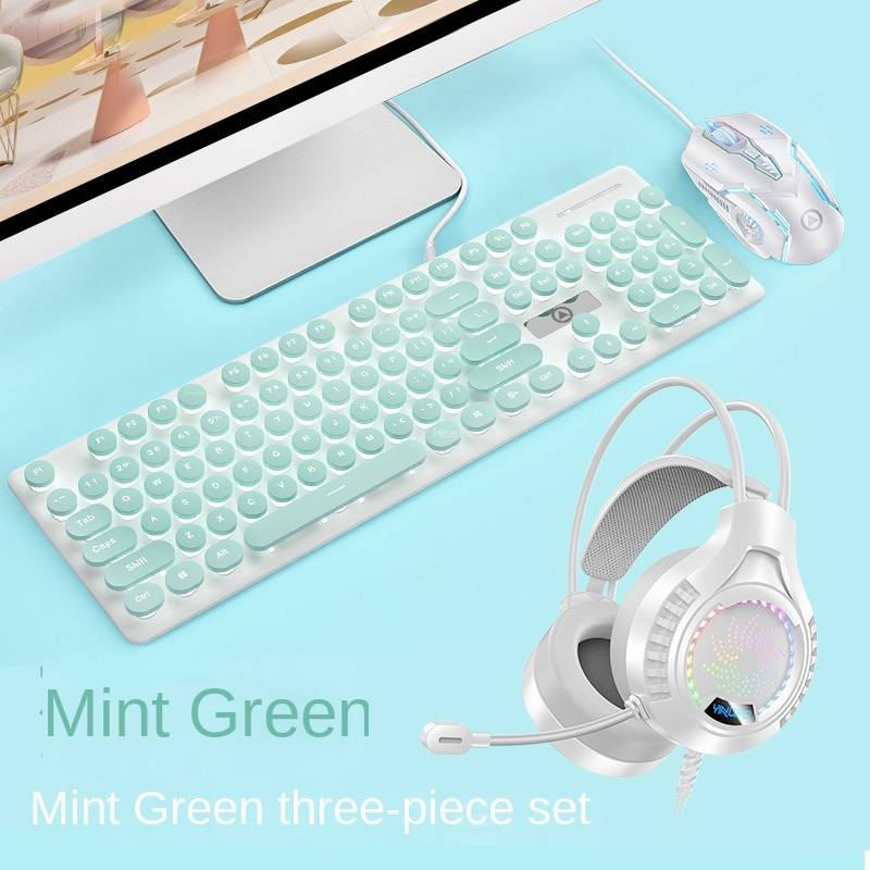 Silber Skulptur V8 Punk Mechanisches Gefühl Tastatur Und Maus Set Leuchtendes Spiel Computer Zubehör_voghion.com