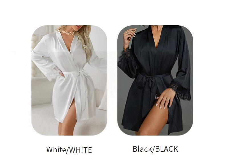 Peignoir de bain en soie pour homme, chemise de nuit, pyjama mi-long, maille à pois, épissure de soie glacée, vêtements de maison_voghion.com