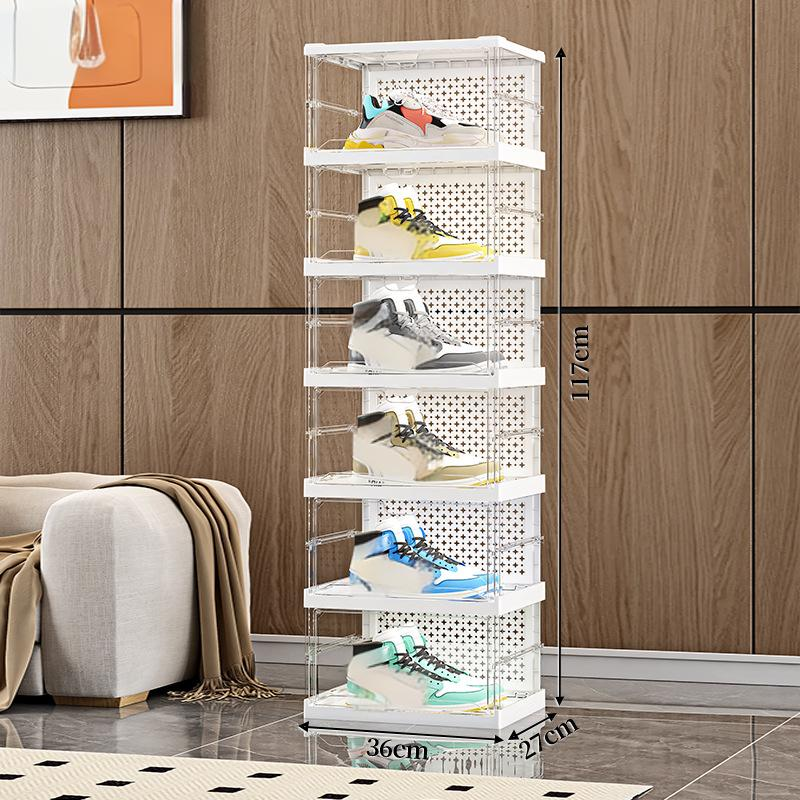Clear Plastic Shoe Storage Box - Side Opening Foldable Shoe Organizer (No Assembly Space Saving, Dustproof Design)_voghion.com