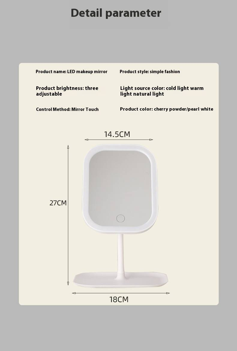 LED Makeup Mirror With 3 Color Modes - Adjustable Desktop Vanity Mirror With Touch Control_voghion.com